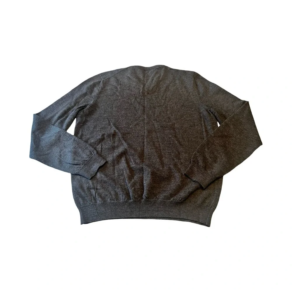 Hugo Boss Mens V-Neck Sweater‎ Charcoal Grey Heather Knit Pullover Size S